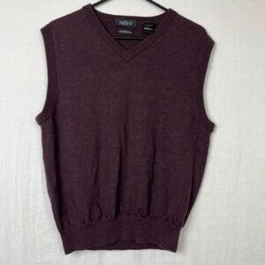 Aureus 100% Merino Wool Knit Pullover Vest Mens L V-neck Preppy Academia Indie‎
